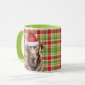 Mug Chocolat Plaid Lab Amoureux des chiens Noël (Devant gauche)
