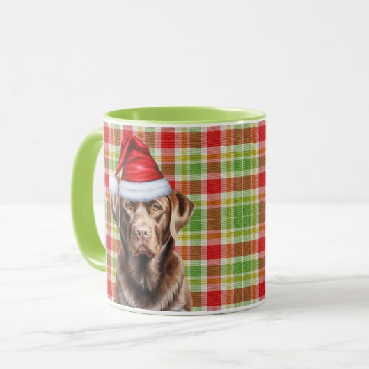 Mug Chocolat Plaid Lab Amoureux des chiens Noël (Devant gauche)