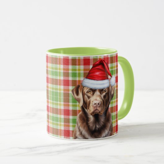 Mug Chocolat Plaid Lab Amoureux des chiens Noël (Devant droit)