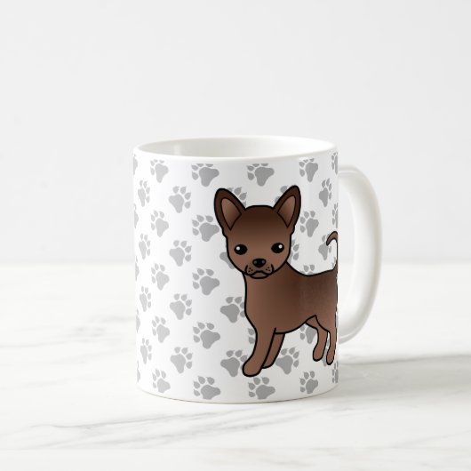 Mug Chocolat Smooth Coat Chihuahua Cartoon Chig & Paps (Devant droit)