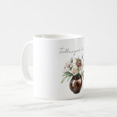 Mug Chocolate Brown Ivory Cream Flowers (Devant gauche)