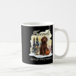 Mug Chocolate Goldendoodle et ami dans la neige d'hive
