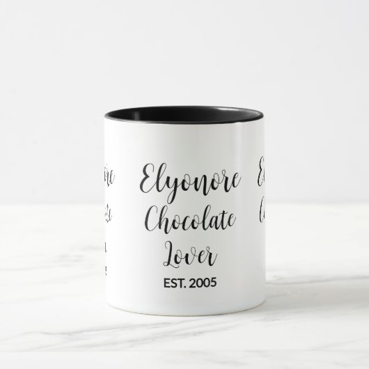 Mug Chocolate Lover Black Script Personalized Name Est (Centre)