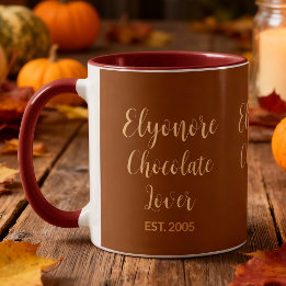 Mug Chocolate Lover Cream Script Personalized Name Est