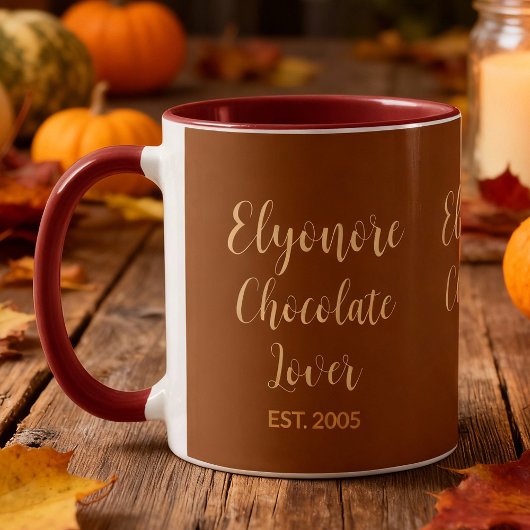 Mug Chocolate Lover Cream Script Personalized Name Est