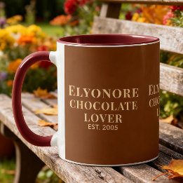 Mug Chocolate Lover Cream Script Personalized Name Est