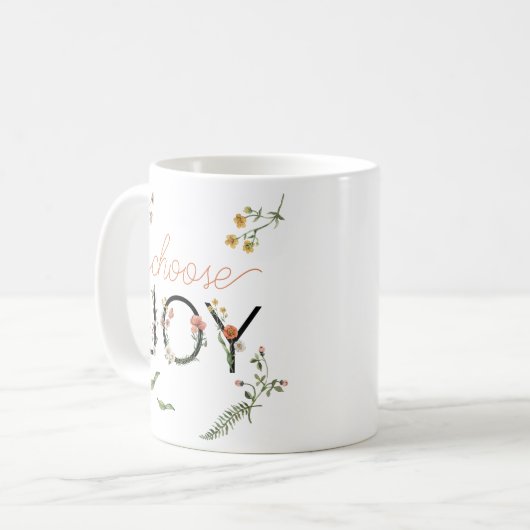 Mug "Choose Joy" Encouragement Script Aquarelle (Devant gauche)