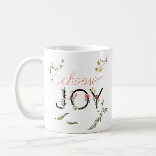 Mug "Choose Joy" Encouragement Script Aquarelle (Gauche)