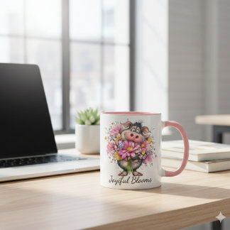 Mug Choose Joy Every Day Mug: Cute Pig & Floral Art