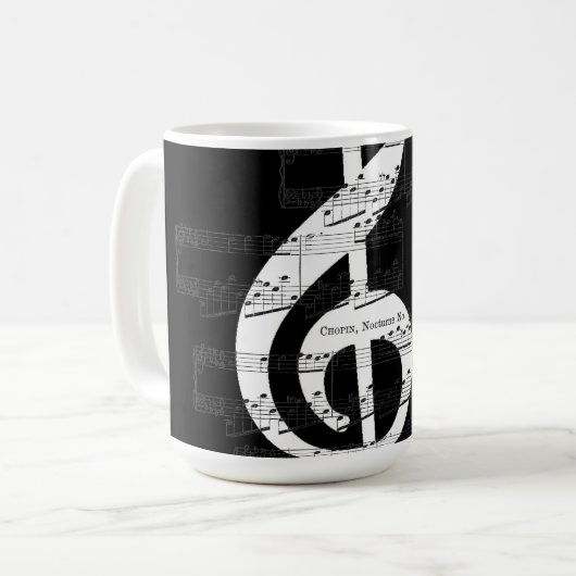Mug Chopin Romantique Nocturne Arbre Clef Op. 9, No 1  (Devant gauche)