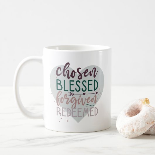 Mug Chosen Bienheureux Pardonné Citation Chrétienne Ra (Avec donut)