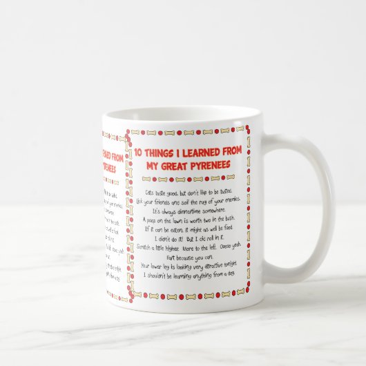 Mug Choses drôles I appris de mes Grands Pyrénées (Droite)