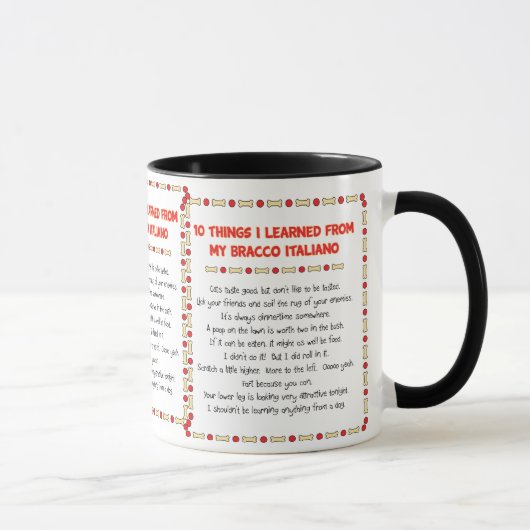 Mug Choses drôles I appris de mon Bracco Italiano (Droite)