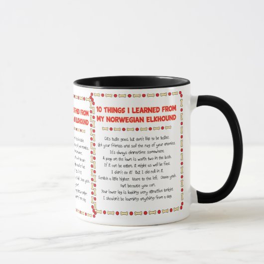 Mug Choses drôles I appris de mon Elkhound norvégien (Droite)