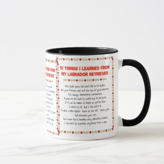 Mug Choses drôles I appris de mon labrador retriever (Droite)