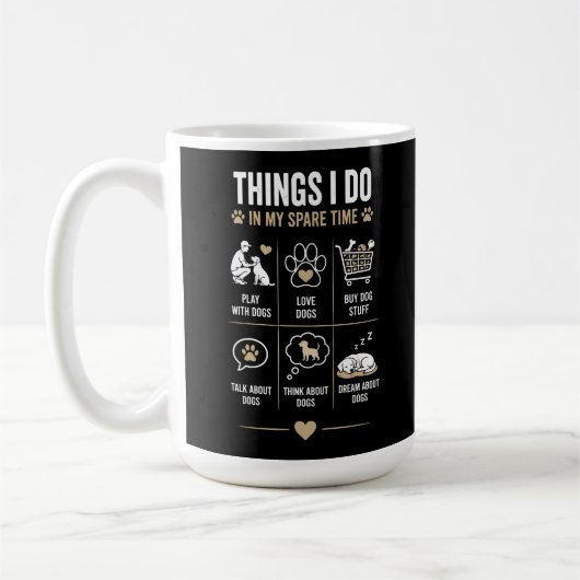 Mug Choses que je fais pendant mon temps libre Je parl (Gauche)