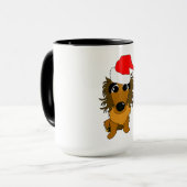 Mug Chou Dachshund Chien Noël Père Noël Chapeau (Devant gauche)