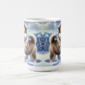 Mug Chou Husky Jouer dans le paysage hivernal enneigé (Centre)