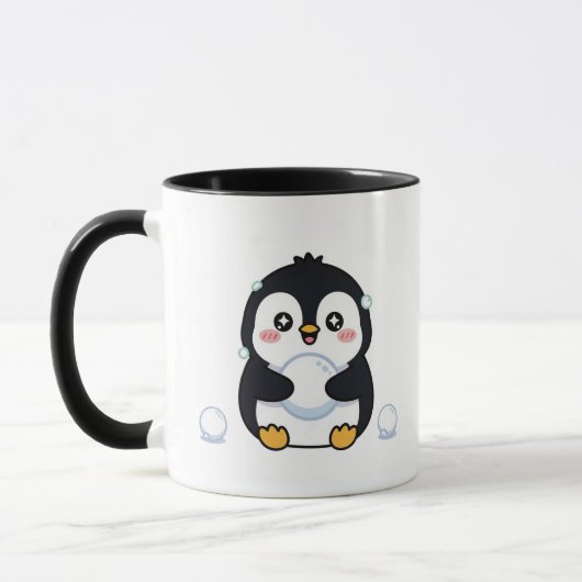 Mug Chou Mignon Pingouin Hiver Confortable (Gauche)