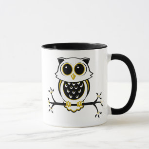 Mug Chouette à caricatures noir et or