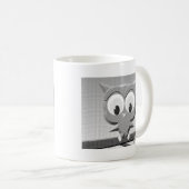 Mug Chouette À Papier En Noir Et Blanc (Devant droit)