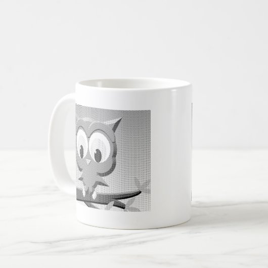Mug Chouette À Papier En Noir Et Blanc (Devant gauche)
