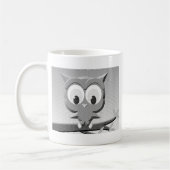 Mug Chouette À Papier En Noir Et Blanc (Gauche)