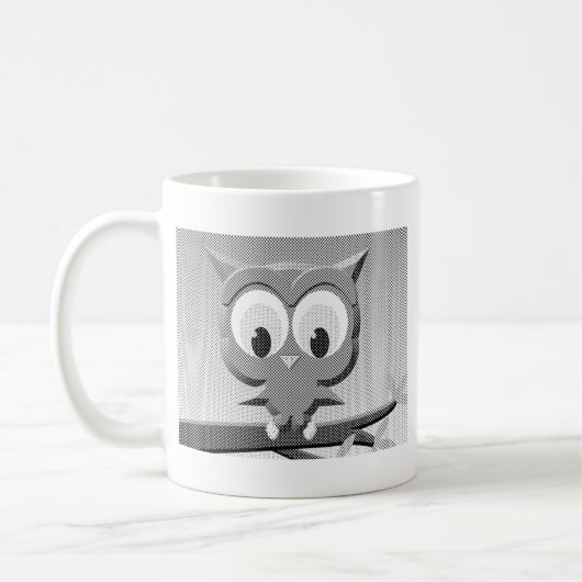 Mug Chouette À Papier En Noir Et Blanc (Gauche)
