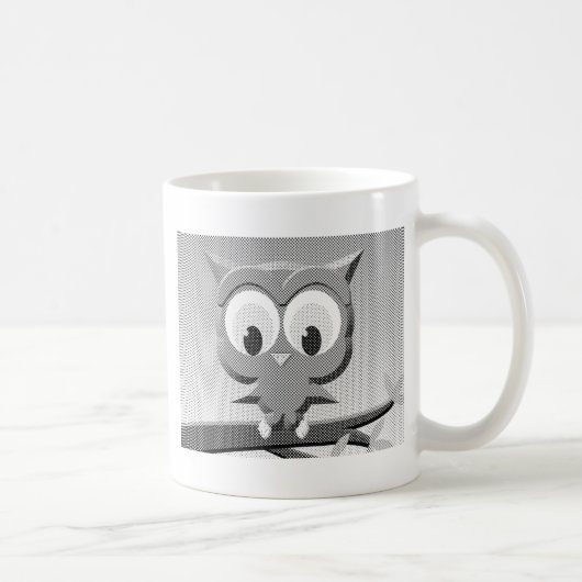 Mug Chouette À Papier En Noir Et Blanc (Droite)