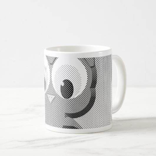 Mug Chouette À Papier En Noir Et Blanc (Devant droit)