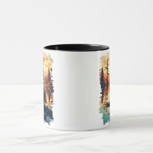 Mug Chouette à Sunset Forest Reflection (Centre)