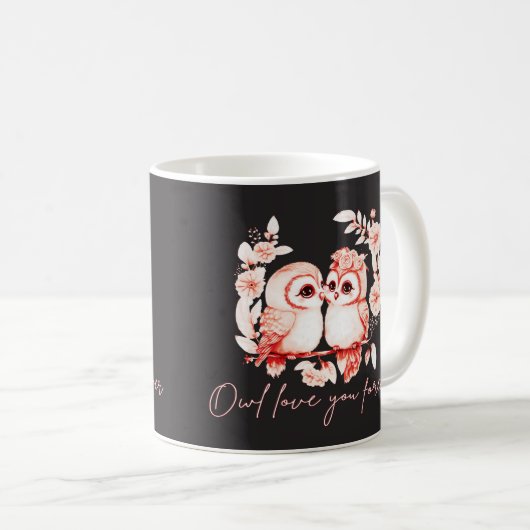 Mug Chouette Aimez-vous pour toujours (Devant droit)