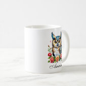 Mug Chouette aquarelle avec Fleurs Fille (Devant droit)