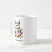 Mug Chouette aquarelle avec Fleurs Fille (Devant gauche)