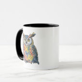 Mug Chouette aquarelle colorée (Devant gauche)