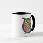 Mug Chouette aquarelle colorée (Devant droit)