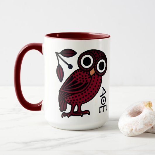 Mug Chouette Athénienne Cute Coin grec antique (Avec donut)