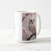 Mug Chouette aux fleurs de cerises roses (Devant droit)