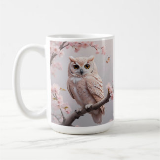 Mug Chouette aux fleurs de cerises roses