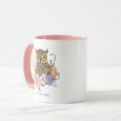 Mug Chouette aux fleurs pastel de printemps (Devant gauche)