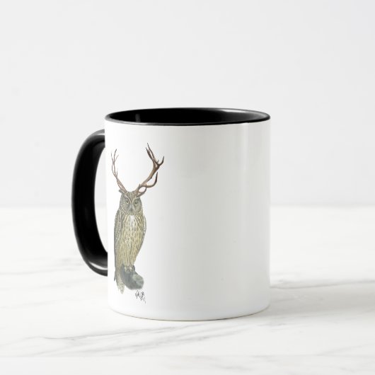 Mug Chouette avec Antlers plain 2 (Devant gauche)