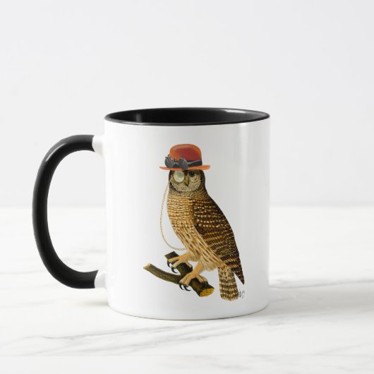 Mug Chouette avec Casquette Bowler style Steampunk (Gauche)