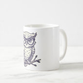 Mug Chouette avec minuscules lunettes de lecture sur u (Devant droit)