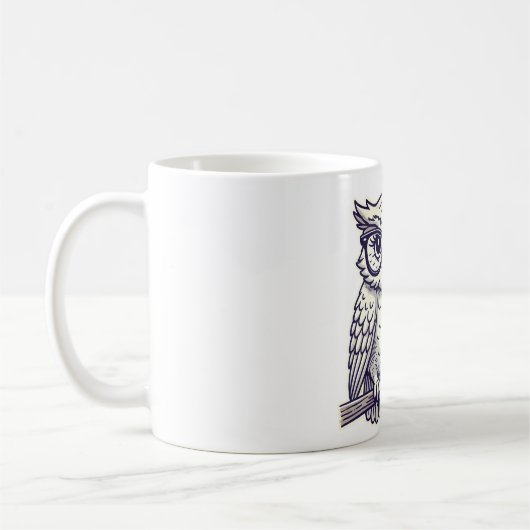 Mug Chouette avec minuscules lunettes de lecture sur u (Gauche)