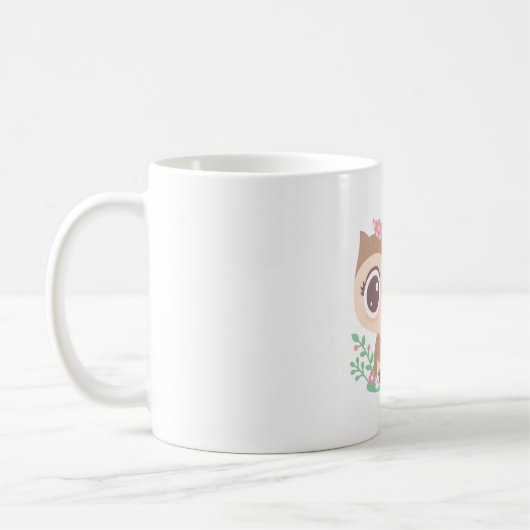 Mug Chouette Bébé mignonne avec cou rose (Gauche)