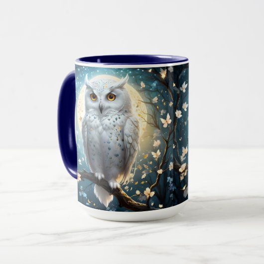 Mug Chouette Blanche À Neige Avec Étincelle, (Devant gauche)