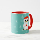 Mug Chouette blanche de Noël et flocons de neige (Devant droit)
