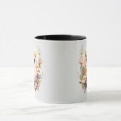 Mug Chouette blanche Jolies Fleurs et Halloween gris F (Centre)