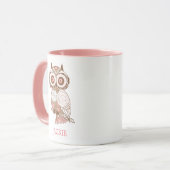 Mug Chouette blanche rose mignonne personnalisée (Devant gauche)