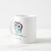 Mug Chouette bleue au dessin mou (Devant gauche)
